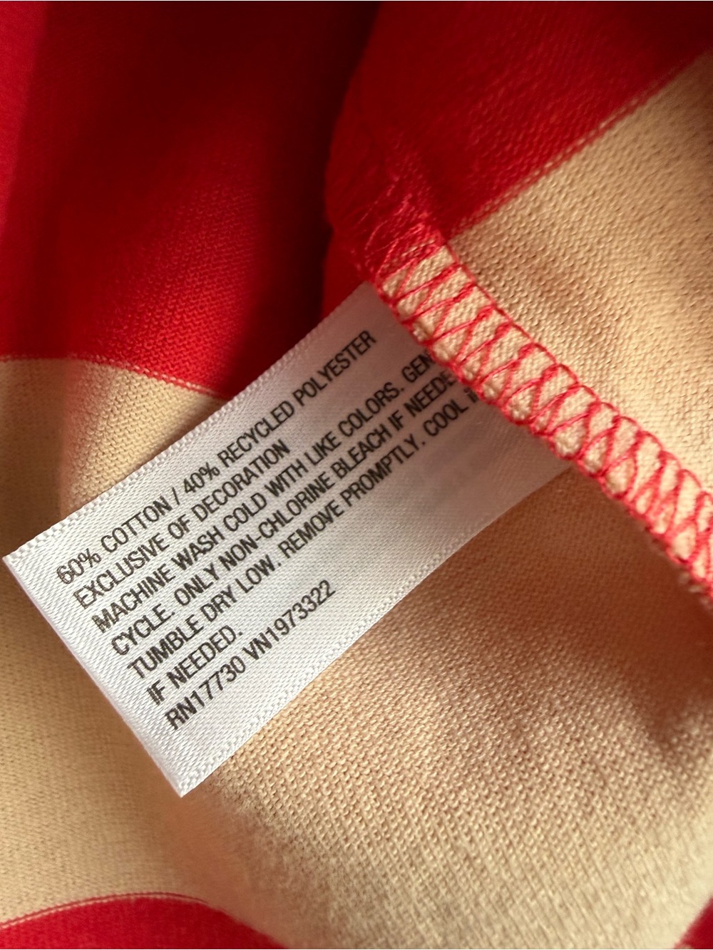 Wild Fable Sports Club Striped Red & Ivory Rugby Shirt Crop Long Sleeve XS NWT - Picture 6 of 9